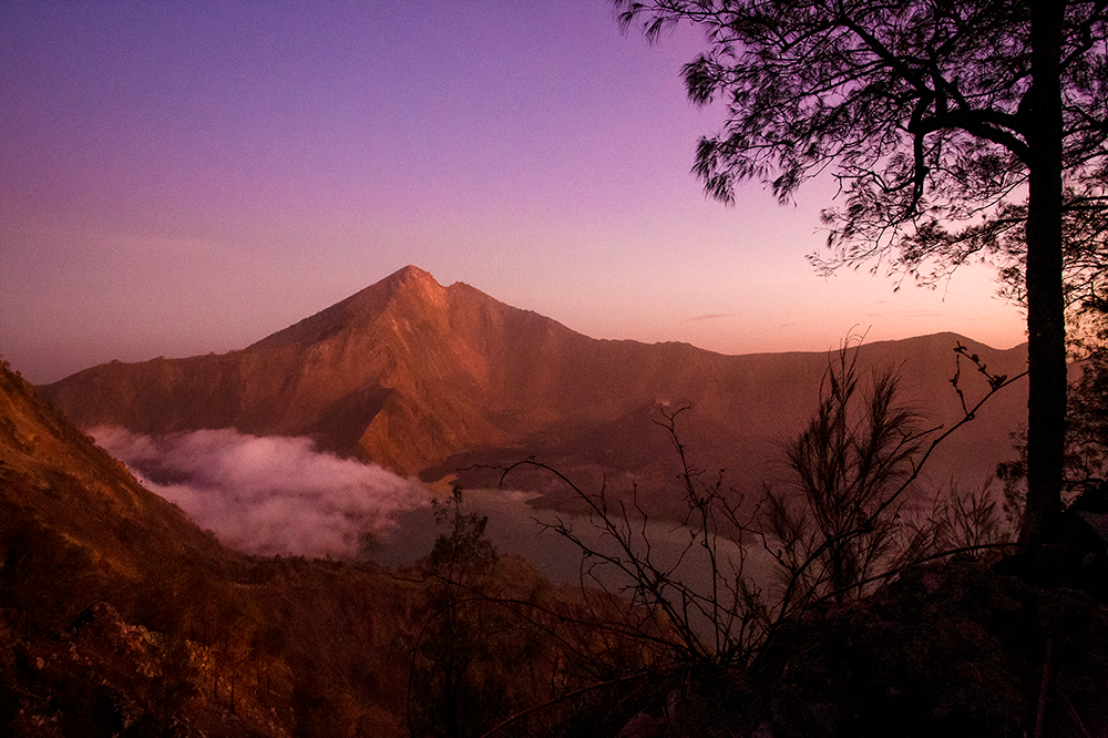 Mt. Rinjani at sunset in Lombok, Indonesia.  